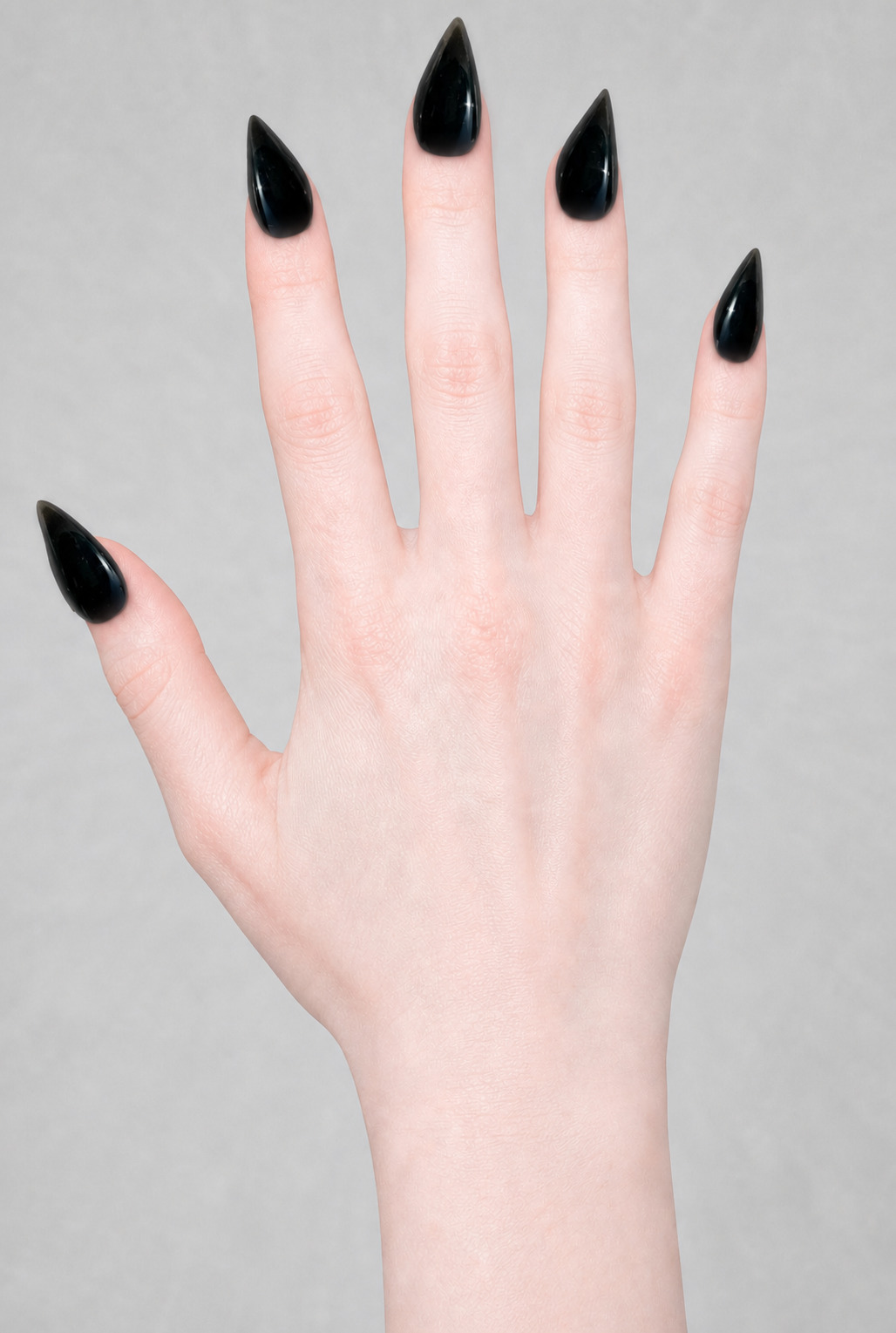 Jet black stiletto · real hand model