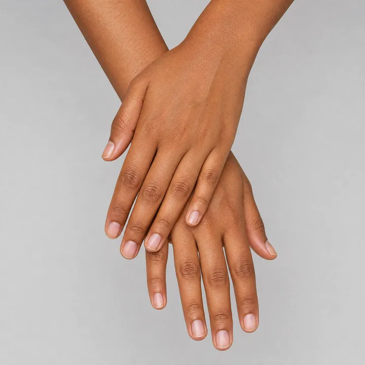 AI hand model, brown skin tone, crossed hands